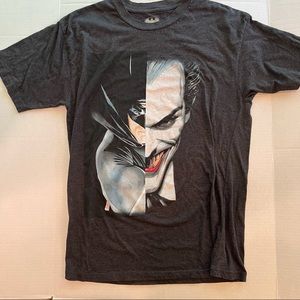 Batman Joker Split Face T-Shirt Tee XLT Black Mask 2-Face Two 1-Side Big Graphic
